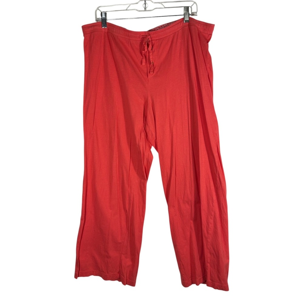 Faded Glory Women XL 16-18 Coral Orange 100% Organic Cotton Sleep Pants Wide Leg